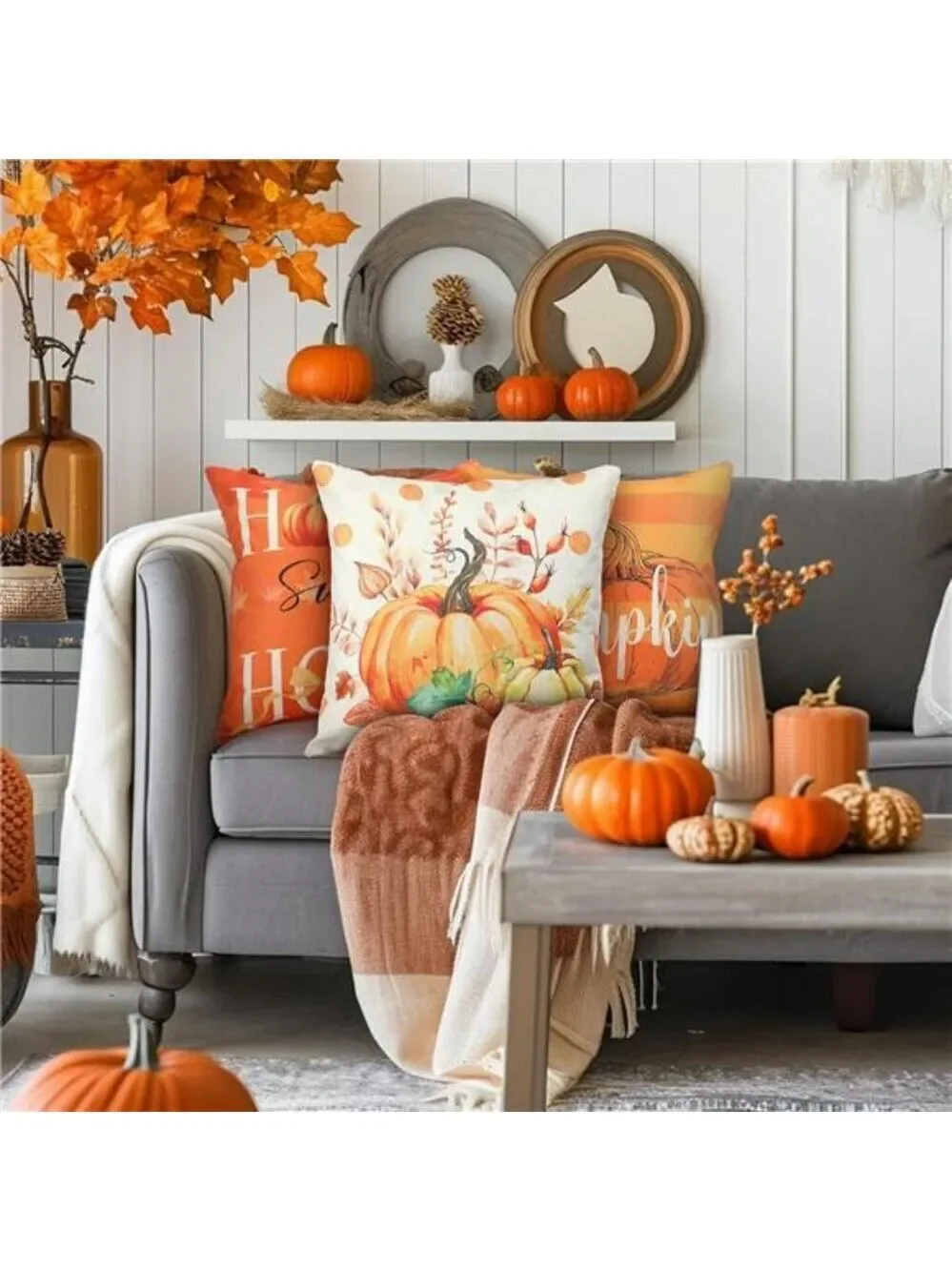 Fall Pumpkin Pillow Covers Set of 12 Thanksgiving Autumn Throw Pillow Cases 18x1